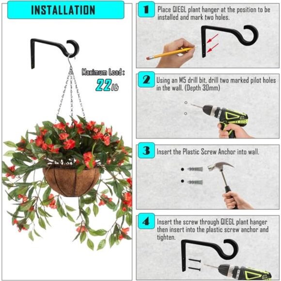 Hanging Plant Bracket 6inch Metal Plant Hook Shepherds Hook Decorative Wall - Picture 6 of 7